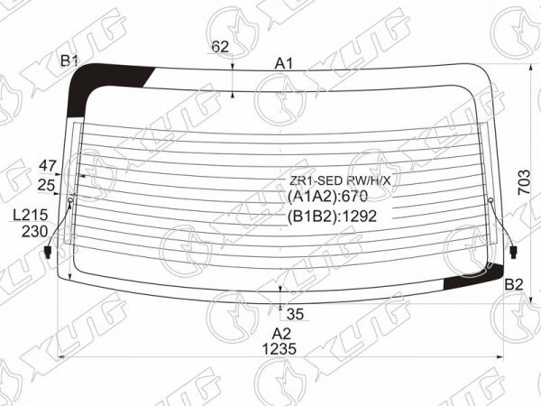 Стекло заднее с обогревом SUBARU IMPREZA 4D 07-11