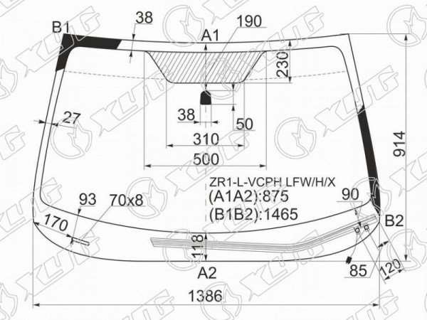 Стекло лобовое с обогревом щеток SUBARU IMPREZA 4 /5D 07-11