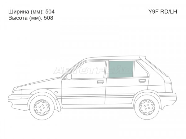 Стекло боковое опускное (Сзади / Слева / Цвет зеленый) Subaru Justy 88-95  / Suzuki Cultus 88-98