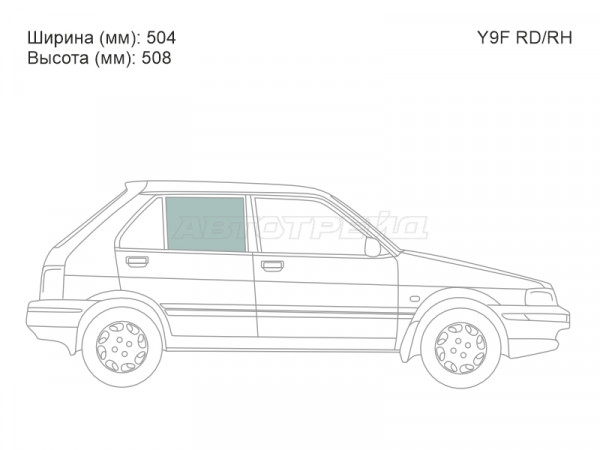 Стекло боковое опускное (Сзади / Справа / Цвет зеленый) Subaru Justy 88-95  / Suzuki Cultus 88-98