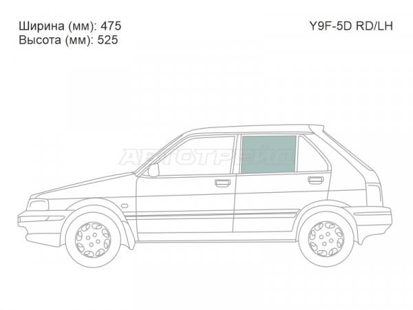 Стекло боковое опускное (Сзади / Слева / Цвет зеленый) Subaru Justy 88-95  / Suzuki Cultus 88-98