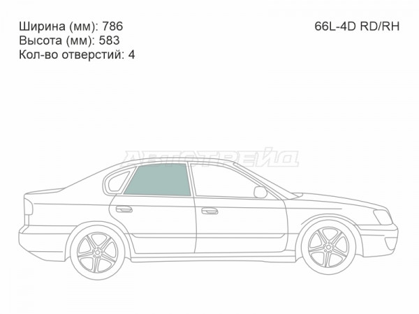 Стекло боковое опускное (Сзади / Справа / Цвет зеленый) Subaru Legacy 98-03  / Legacy B4 98-03