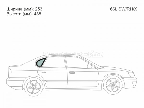 Стекло кузова боковое (не опускное) (Справа / Цвет зеленый) Subaru Legacy 98-03  / Legacy B4 98-03