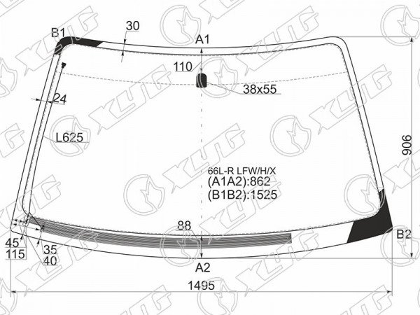 Стекло лобовое с обогревом щеток SUBARU LEGACY /OUTBACK 4 /5D RHD 98-03