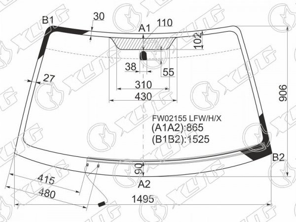 Стекло лобовое с обогревом щеток SUBARU LEGACY /OUTBACK 4 /5D 98-03