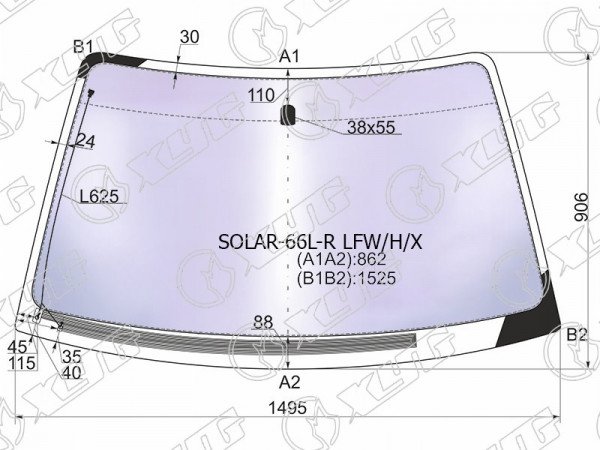 Стекло лобовое атермальное с обогревом щеток SUBARU LEGACY /OUTBACK 4 /5D 98-03
