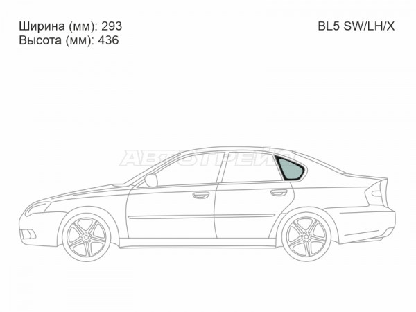 Стекло кузова боковое (не опускное) (Слева / Цвет зеленый) Subaru Legacy 03-09  / Legacy B4 03-09