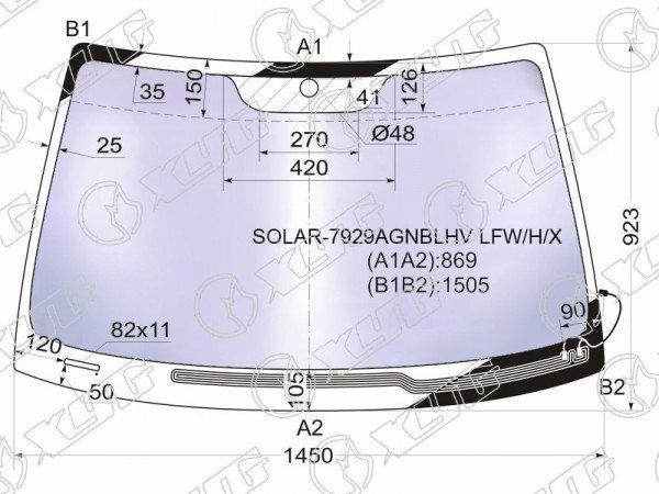 Стекло лобовое атермальное с обогревом щеток SUBARU LEGACY /OUTBACK 4 /5D 03-09