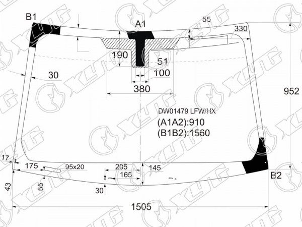Стекло лобовое + антенна CADILLAC CTS 02-07