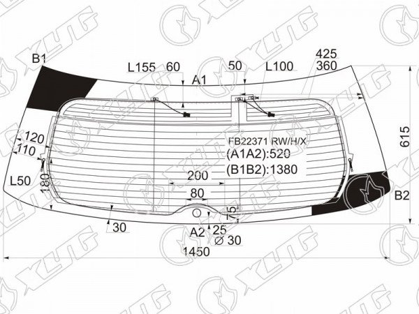 Стекло заднее с обогревом SUBARU LEGACY /OUTBACK 5D WGN 03-09