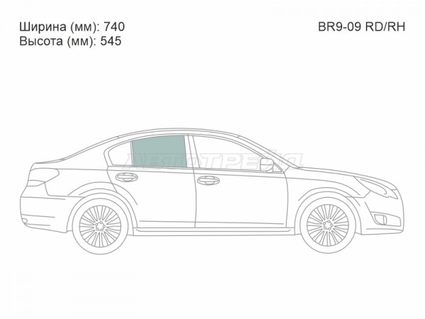 Стекло боковое опускное (Сзади / Справа / Цвет зеленый) Subaru Legacy 09-15  / Legacy B4 09-14