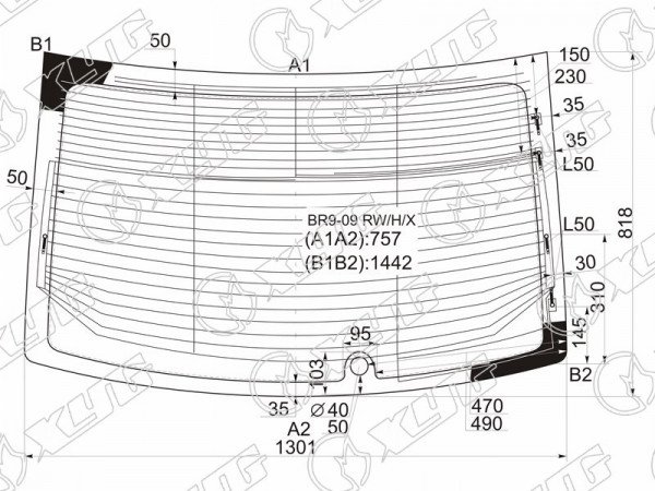 Стекло заднее с обогревом SUBARU LEGACY 4D SED 09-14