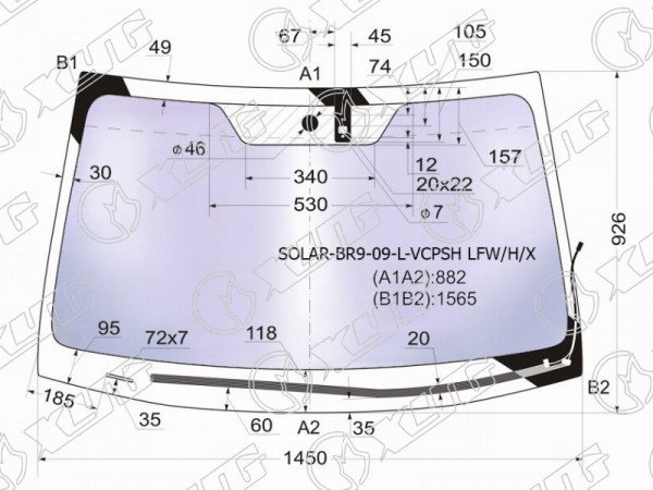 Стекло лобовое атермальное с обогревом щеток + дд SUBARU LEGACY /OUTBACK 4 /5D 09-14