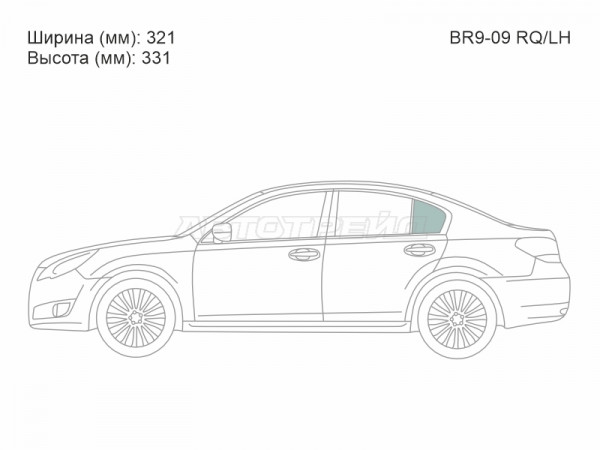 Стекло форточки (Сзади / Слева / Цвет зеленый) Subaru Legacy 09-15  / Legacy B4 09-14