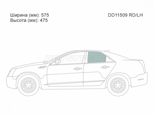 Стекло боковое опускное (Сзади / Слева / Цвет зеленый) Cadillac CTS 07-15