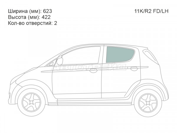 Стекло боковое опускное (Сзади / Слева / Цвет зеленый) Subaru R2 03-10