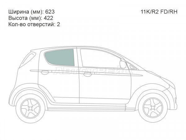Стекло боковое опускное (Сзади / Справа / Цвет зеленый) Subaru R2 03-10