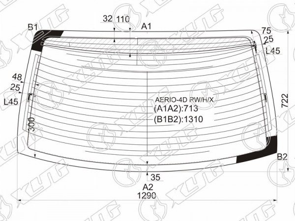 Стекло заднее с обогревом SUZUKI AERIO /LIANA 4D 01-07