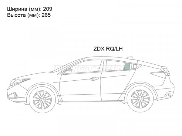 Стекло форточки (Сзади / Слева / Цвет зеленый) Acura ZDX 09-13