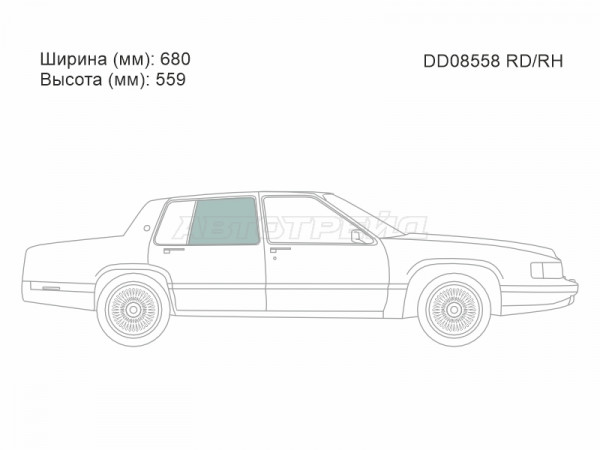 Стекло боковое опускное (Сзади / Справа / Цвет зеленый) Cadillac Deville 94-99