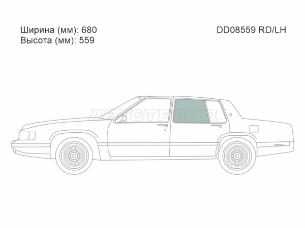 Стекло боковое опускное (Сзади / Слева / Цвет зеленый) Cadillac Deville 94-99