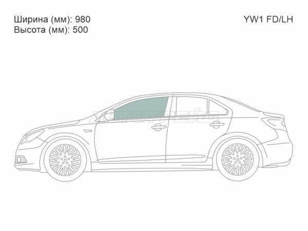 Стекло боковое опускное (Спереди / Слева / Цвет зеленый) Suzuki Kizashi 09-15