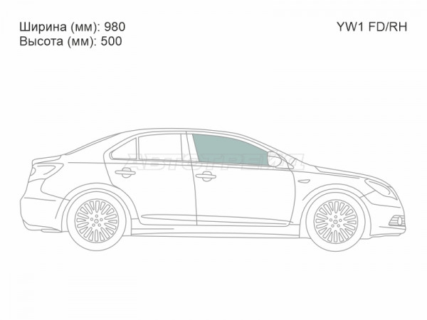 Стекло боковое опускное (Спереди / Справа / Цвет зеленый) Suzuki Kizashi 09-15