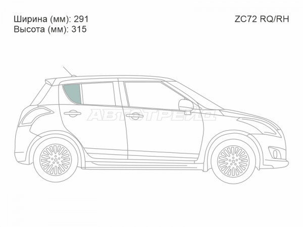 Стекло форточки (Сзади / Справа / Цвет зеленый) Suzuki Swift 10-16