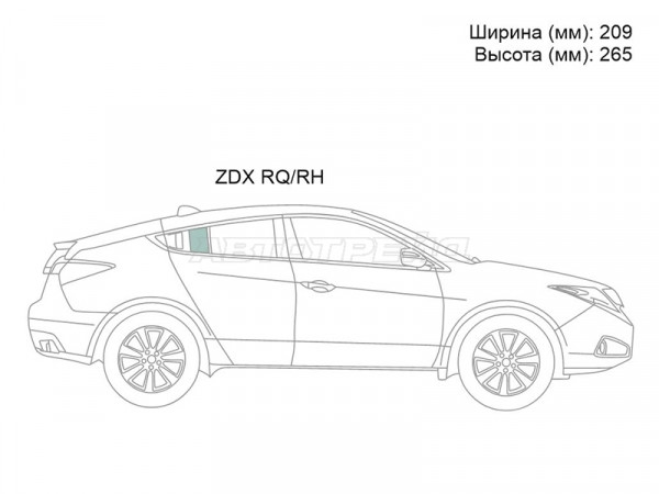 Стекло форточки (Сзади / Справа / Цвет зеленый) Acura ZDX 09-13
