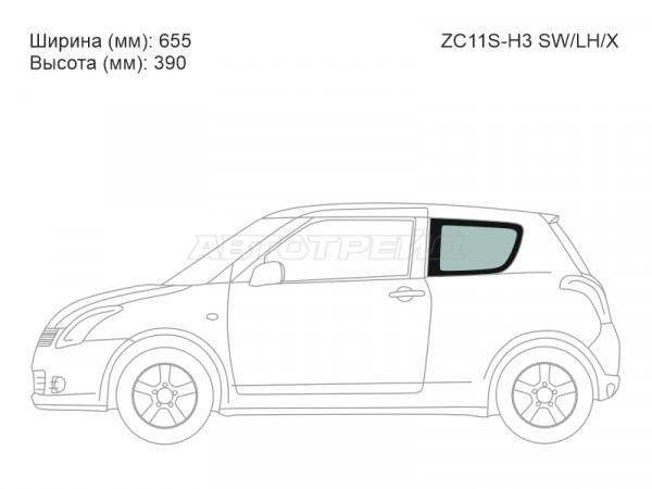 Стекло кузова боковое (не опускное) (Слева / Цвет зеленый) Suzuki Swift 03-10