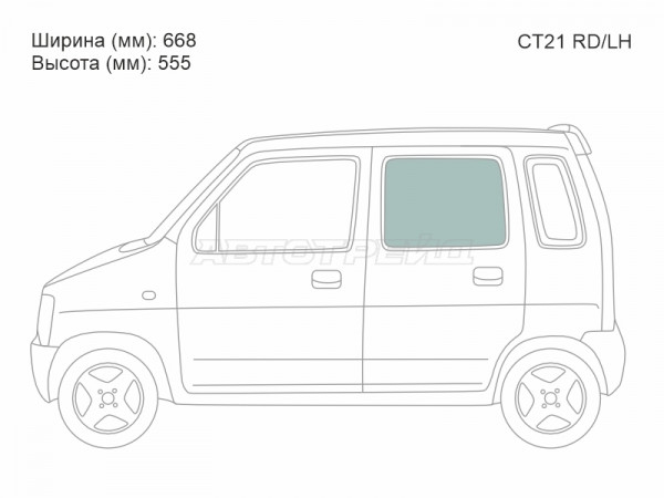 Стекло боковое опускное (Сзади / Слева / Цвет зеленый) Suzuki Wagon R 93-98