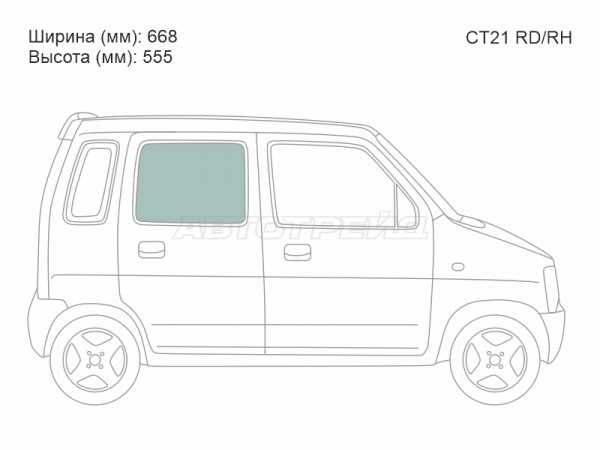 Стекло боковое опускное (Сзади / Справа / Цвет зеленый) Suzuki Wagon R 93-98