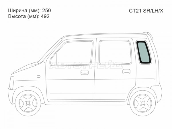 Стекло кузова боковое (не опускное) (Слева / Цвет зеленый) Suzuki Wagon R 93-98