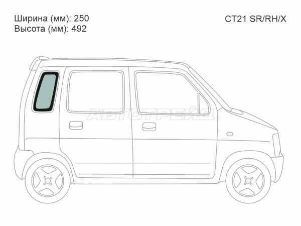Стекло кузова боковое (не опускное) (Справа / Цвет зеленый) Suzuki Wagon R 93-98