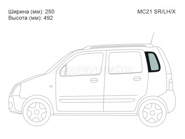 Стекло кузова боковое (не опускное) (Слева / Цвет зеленый) Suzuki Wagon R 98-03  / Wagon R Solio 00-02