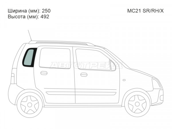 Стекло кузова боковое (не опускное) (Справа / Цвет зеленый) Suzuki Wagon R 98-03  / Wagon R Solio 00-02
