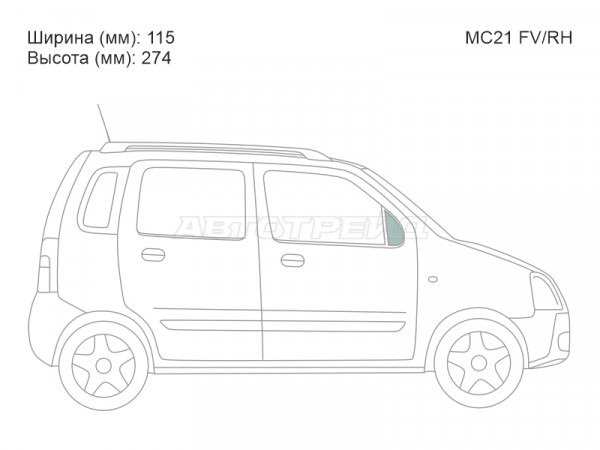 Стекло форточки (Спереди / Справа / Цвет зеленый) Suzuki Wagon R 98-03  / Wagon R Solio 00-02