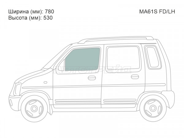 Стекло боковое опускное (Спереди / Слева / Цвет зеленый) Suzuki Wagon R Wide 97-99