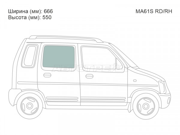Стекло боковое опускное (Сзади / Справа / Цвет зеленый) Suzuki Wagon R Wide 97-99