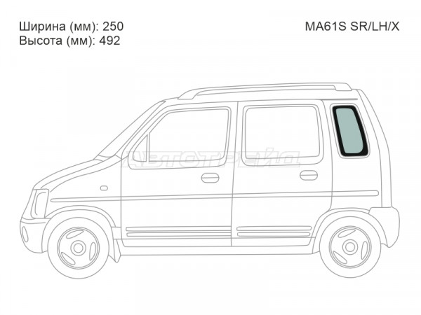 Стекло кузова боковое (не опускное) (Слева / Цвет зеленый) Suzuki Wagon R Wide 97-99