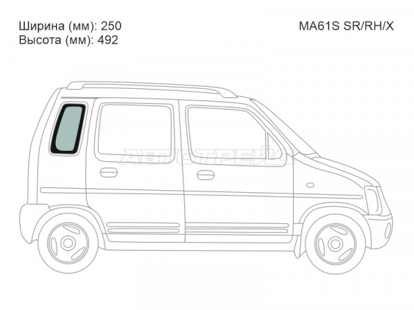 Стекло кузова боковое (не опускное) (Справа / Цвет зеленый) Suzuki Wagon R Wide 97-99