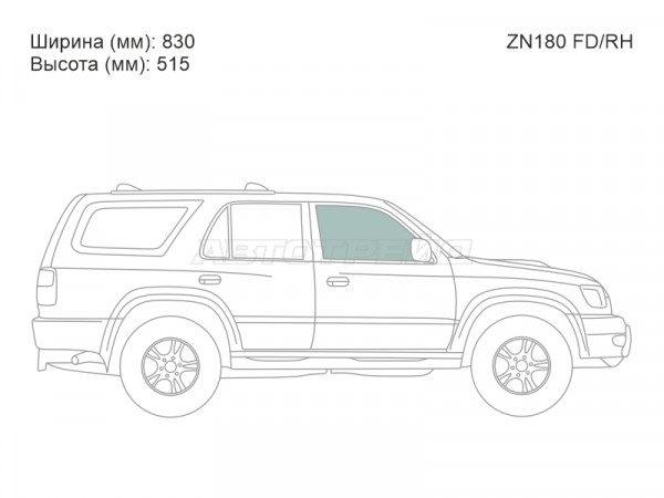 Стекло боковое опускное (Спереди / Справа / Цвет зеленый) Toyota Hilux Pick Up 97-04  / 4Runner 95-02
