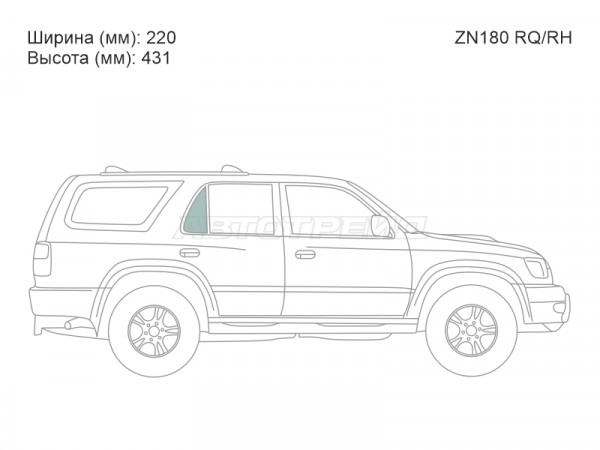 Стекло форточки (Сзади / Справа / Цвет зеленый) Toyota Hilux Pick Up 97-04  / 4Runner 95-02