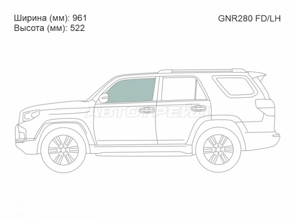 Стекло боковое опускное (Спереди / Слева / Цвет зеленый) Toyota 4Runner 09-24