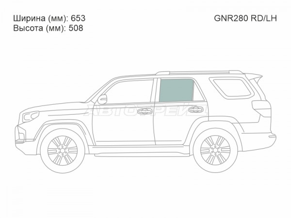 Стекло боковое опускное (Сзади / Слева / Цвет зеленый) Toyota 4Runner 09-24