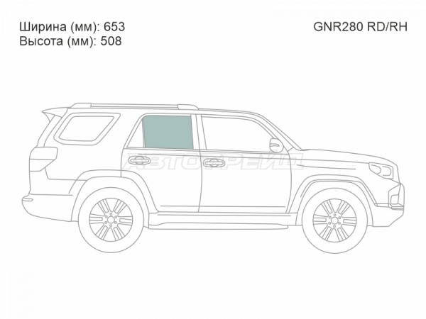 Стекло боковое опускное (Сзади / Справа / Цвет зеленый) Toyota 4Runner 09-24
