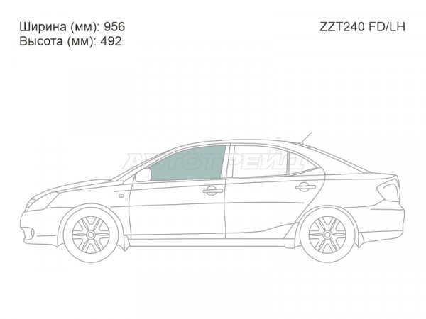 Стекло боковое опускное (Спереди / Слева / Цвет зеленый) Toyota Allion (T240) 01-07  / Premio 01-07