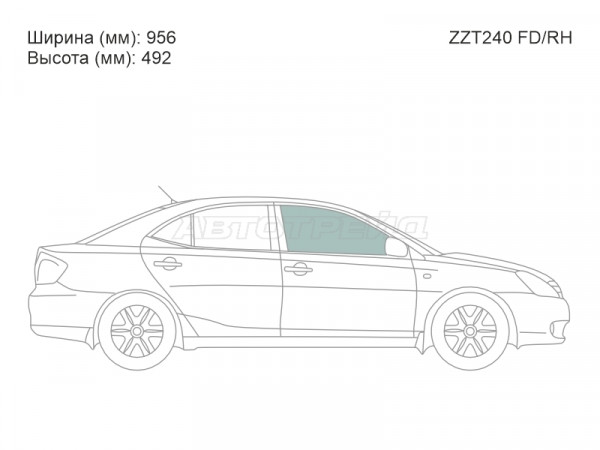 Стекло боковое опускное (Спереди / Справа / Цвет зеленый) Toyota Allion (T240) 01-07  / Premio 01-07