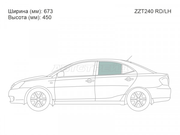Стекло боковое опускное (Сзади / Слева / Цвет зеленый) Toyota Allion (T240) 01-07  / Premio 01-07