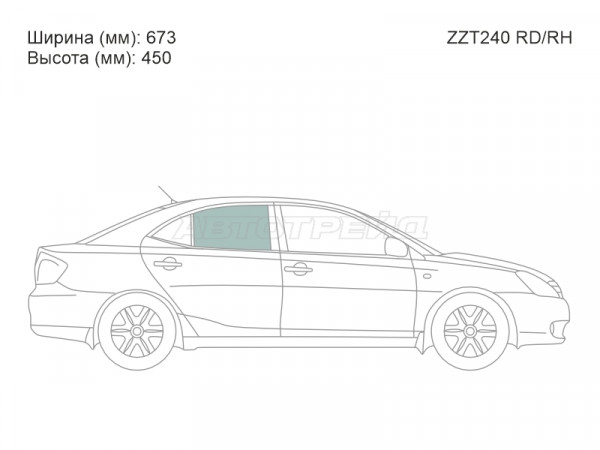 Стекло боковое опускное (Сзади / Справа / Цвет зеленый) Toyota Allion (T240) 01-07  / Premio 01-07